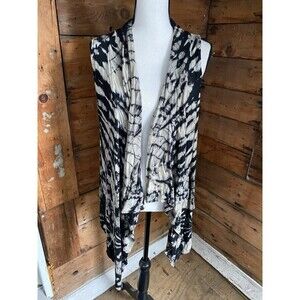Mexicali Blues Open Front Cardigan OS Sleeveless Asymmetrical Hem Tie Dye